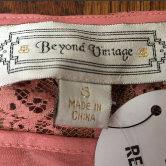 Beyond Vintage Pink Lace Draped V Neck Mini Dress - Picture 10 of 12